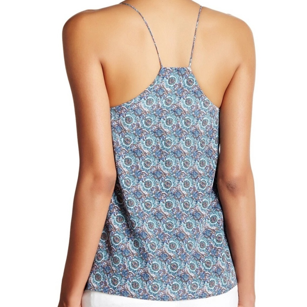 JOIE Nahlah 100% Silk Blue White Brown Boho Strappy Lined Tank Top - Picture 12 of 13